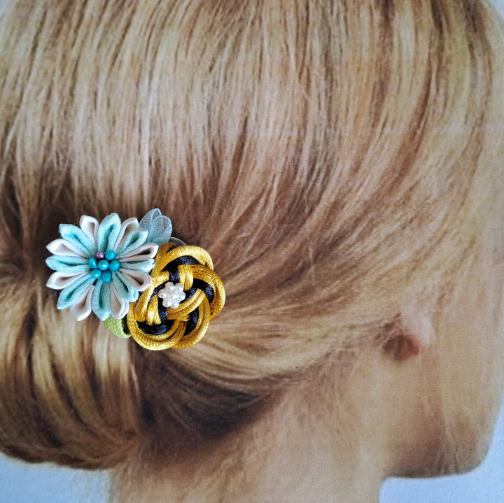 小花編結組合扣/夾飾